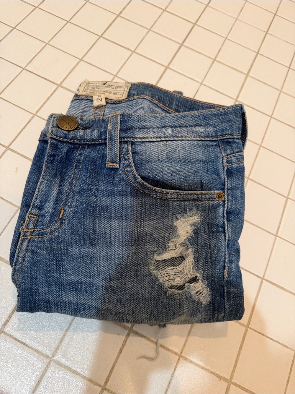 Current/Elliott Women's Distressed Skinny Jeans in Blue